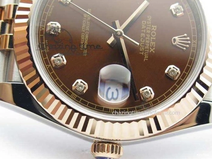MiroTime 0313 Vibrant DateJust 41mm 126303 Noob 1:1 Best Edition RG Wrapped Brown Diam Dial Fluted Bezel On Jubilee Bracelet A 3781